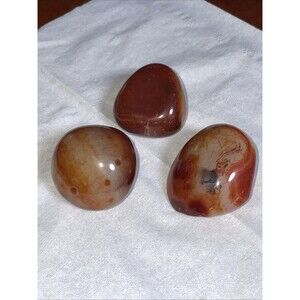 Carnelian Tumblr Trio! Arpx. 1.5” Very Rich Color. 5.6oz TW, Location Unknown